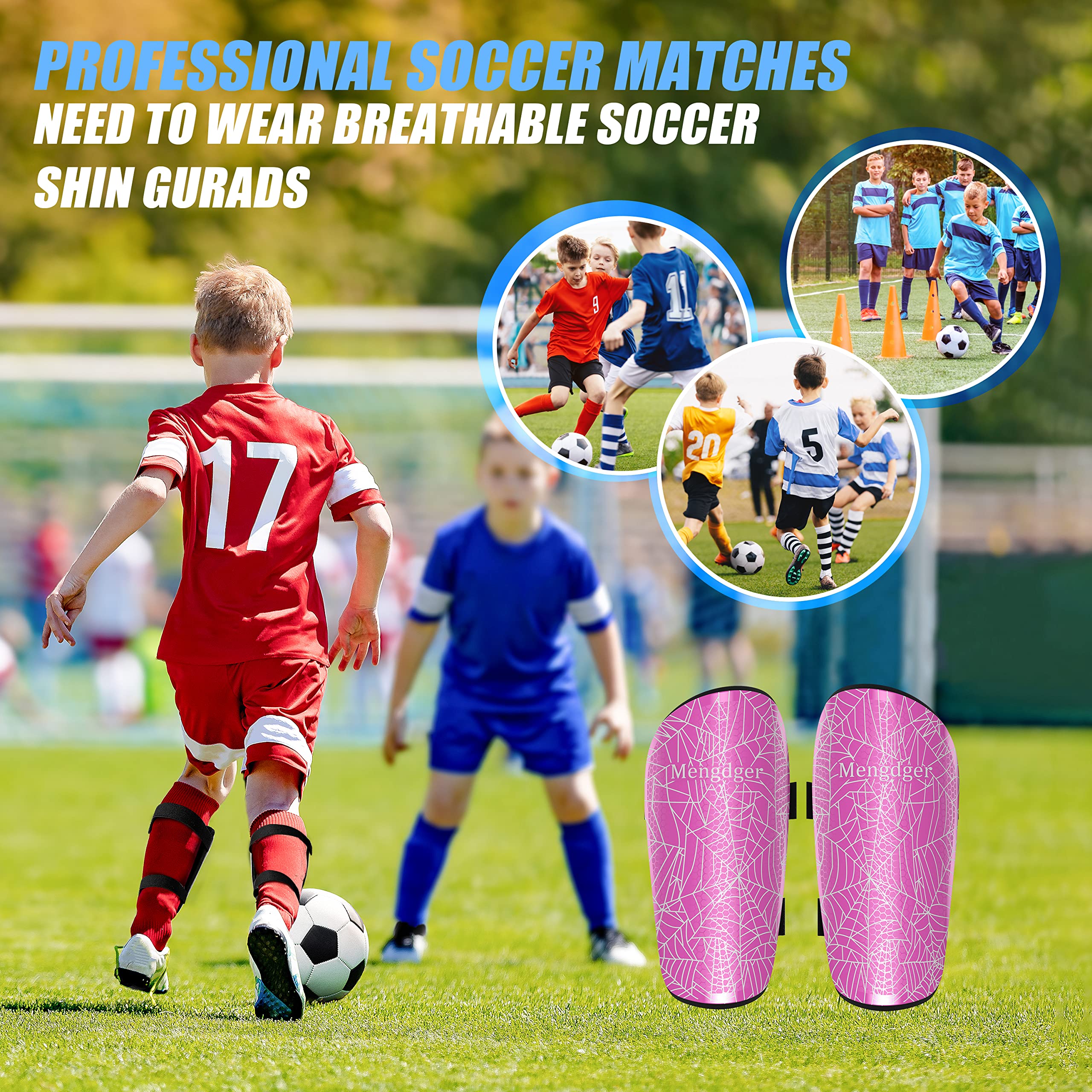 Shin Guards Soccer Youth Kids Boys Girls Toddler Shin Pads Child EVA Cushion Protection Reduce Shocks Injurie Calf Protective Gear Suitable for 4 5 6 7 8 9 10 11 12 Years Old (S, Pink)