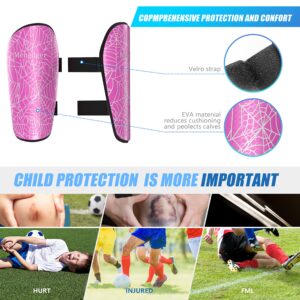 Shin Guards Soccer Youth Kids Boys Girls Toddler Shin Pads Child EVA Cushion Protection Reduce Shocks Injurie Calf Protective Gear Suitable for 4 5 6 7 8 9 10 11 12 Years Old (S, Pink)