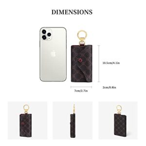 GOLF SUPAGS Women PVC Leather Car Key Chain Card Holder Wallet Pouch 6 Hook Snap Closure keys Money Organizer Case (Two colors are shipped randomly)