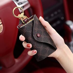 GOLF SUPAGS Women PVC Leather Car Key Chain Card Holder Wallet Pouch 6 Hook Snap Closure keys Money Organizer Case (Two colors are shipped randomly)