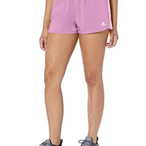 adidas Women's Pacer 3-Stripes Woven Shorts, Pulse Lilac/White, Large