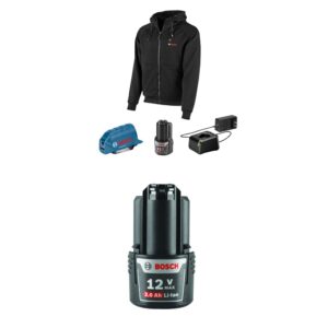 bosch ghh12v-20sn12 12v max heated hoodie kit bat414 12-volt max lithium-ion 2.0ah high capacity battery