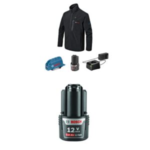 bosch ghj12v-20mn12 12v heated jacket kit & bat414 high capacity lithium ion 2.0 ah battery