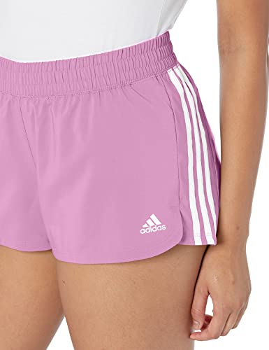 adidas Women's Pacer 3-Stripes Woven Shorts, Pulse Lilac/White, Large