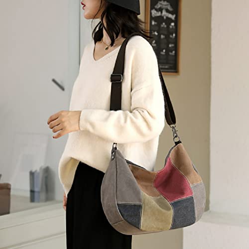 Eshow Women Canvas Handbags Canvas Purses for Women Hobo Handbags and Purse Cross-Body Bag Messenger Bag Travel Mom Bag