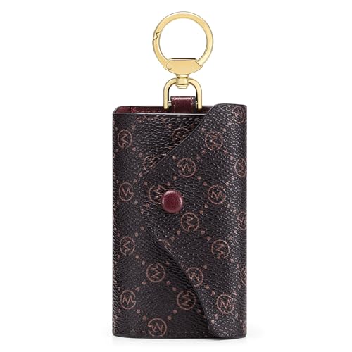 GOLF SUPAGS Women PVC Leather Car Key Chain Card Holder Wallet Pouch 6 Hook Snap Closure keys Money Organizer Case (Two colors are shipped randomly)