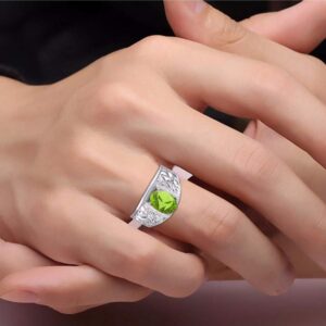 Rylos Classic Nugget Beautiful Peridot & Diamond Ring - August Birthstone* Size 12