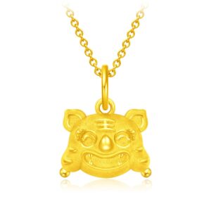 chow tai fook 999 pure 24k gold fortunate-baby tiger head cap pendant