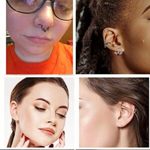 YACHY 4Pcs 16G Nose Rings for Women Man Cute Halloween Bat Ring Opal Cartilage Earrings Surgical Steel Nose Rings Hoop Tragus Helix Rook Daith Earrings Hinged Ring for Ear Nose Body Piercing Jewelry