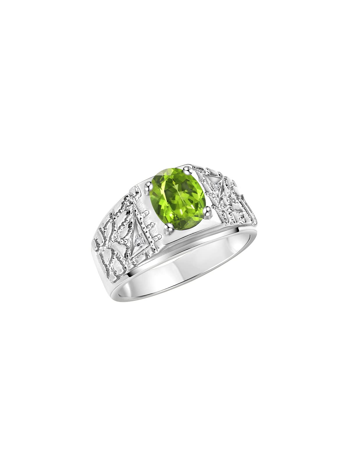 Rylos Classic Nugget Beautiful Peridot & Diamond Ring - August Birthstone* Size 12