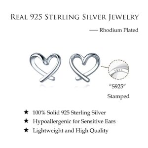 Reffeer Solid 925 Sterling Silver Love Heart Clip On Earrings Ear Cuffs for Women Teen Girls Heart Wrap Earrings No Piercing (A-Silver)