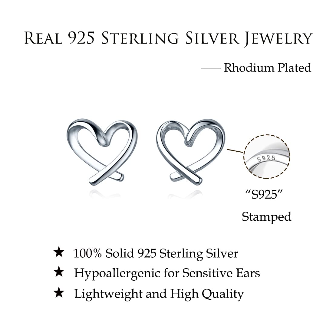 Reffeer Solid 925 Sterling Silver Love Heart Clip On Earrings Ear Cuffs for Women Teen Girls Heart Wrap Earrings No Piercing (A-Silver)