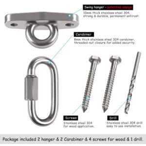 Dakzhou 2 Heavy Duty Swing Hangers Anti-Rust 304 Stainless Steel,2000LB Swivel Swing Set Brackets,for Playground,Porch, Yoga, Swing Seat,Hammock