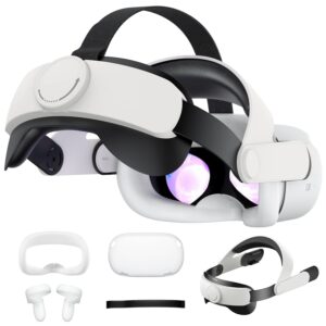 lumyspace vr accessory set compatible with quest 2 accessories protective cover, adjustable head strap, controller grip cover, silicone face cover, vr shell cover(white)