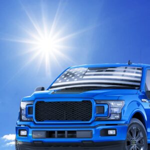 Litivy Windshield Sun Shade American Flag Compatible with 2015-2020 Ford F-150, 2017-2020 Ford F-250/F-350 27"*58" Folding Front Window Sun Shade for Car