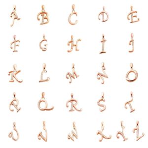 INFINIQUE CREATION 14K Gold Over 925 Sterling Silver Alphabet Initial Letter Pendant CZ (8x5, K, Yellow Gold)