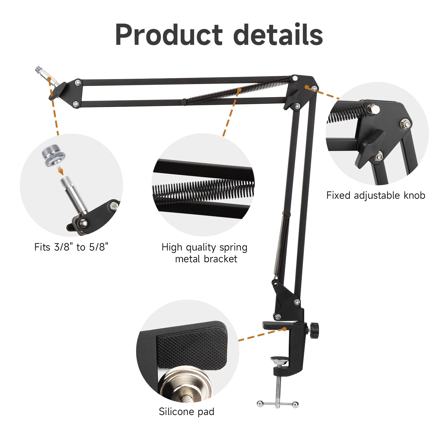 WIBOND Shure MV7 Boom Arm with Pop Filter, Adjustable Suspension Boom Scissor Shure MV7 Stand with Mic Cover