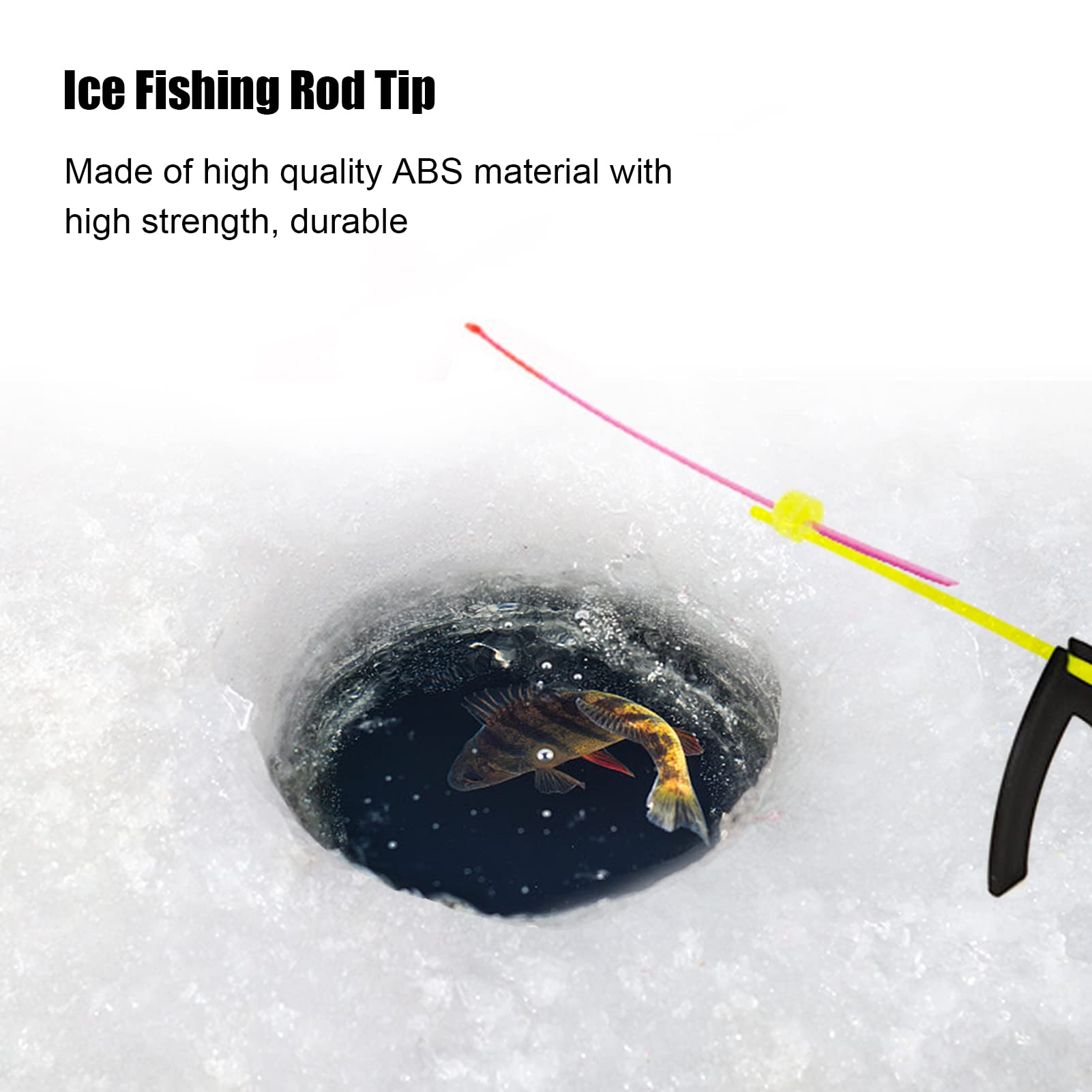 VGEBY Ice Fishing Rod Tip, 10Pcs Ice Fishing Spinning Rod ABS Mini Top Section Fishing Tackle Extension Pole for Winter Fishing Accessory (12cm)