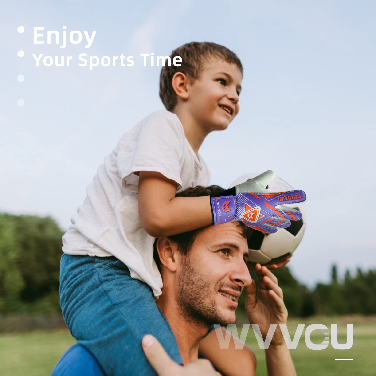 WVVOU Goalkeeper Gloves for Kids Youth, Soccer Goalie Gloves with Double Protection, Anti-Slip Soccer Gloves, Super Grip