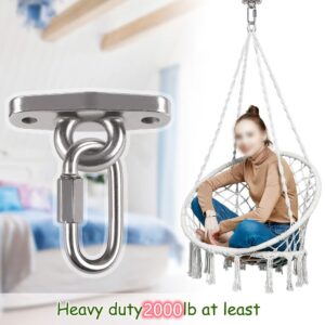 Dakzhou 2 Heavy Duty Swing Hangers Anti-Rust 304 Stainless Steel,2000LB Swivel Swing Set Brackets,for Playground,Porch, Yoga, Swing Seat,Hammock