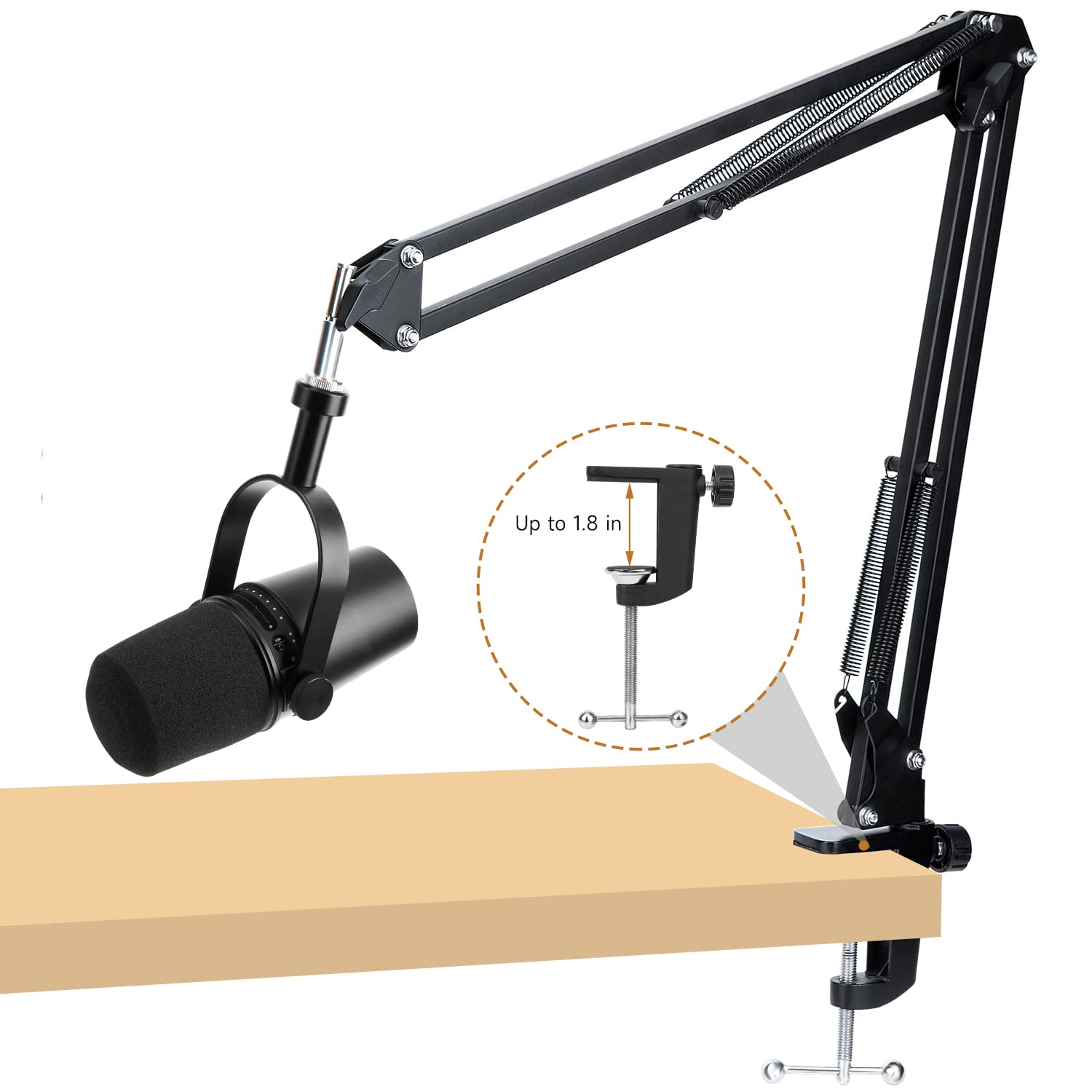 WIBOND Shure MV7 Boom Arm with Pop Filter, Adjustable Suspension Boom Scissor Shure MV7 Stand with Mic Cover