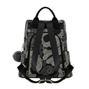 ALAZA Sugar Skull Paisely Flower Women Backpack Anti Theft Back Pack Shoulder Fashion Bag Purse