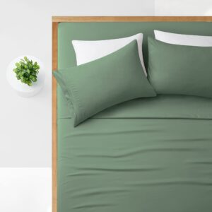 Manyshofu Extra Deep Pocket Queen Sheet Sets - Hotel Luxury 1800 Thread Count Sheets & Pillowcases - Microfiber Bedding Set up to 24" Mattress - Sage Green Bed Sheets 18-24 Inch Deep Pockets - 4Pcs