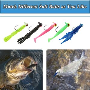 Dovesun Jig Heads for Fishing, Painted Jigheads with 3D Eye Ball Glowing Walleye | Bass | Crappie jigs 1/8oz 40pcs