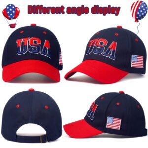 2 Pieces Patriotic Baseball Cap Adjustable Cotton Dad Hat USA Embroidered American Flag Cap for Men Women (Blended Color)