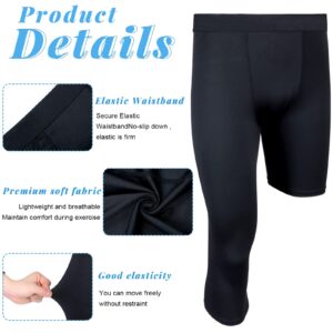 2 Packs Men's Football 3/4 One Leg Compression Tights Unisex Leggings Athletic Base Layer for Football Basketball Sports(Small,White, Black)