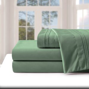 Manyshofu Extra Deep Pocket Queen Sheet Sets - Hotel Luxury 1800 Thread Count Sheets & Pillowcases - Microfiber Bedding Set up to 24" Mattress - Sage Green Bed Sheets 18-24 Inch Deep Pockets - 4Pcs