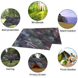 HYOUT Lightweight & Waterproof Hammock Tarp Camo Tent Tarp Multifunctional Outdoor Picnic Camping Traveling Awning Backpacking Tarp Shelter Rain Tarp