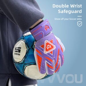 WVVOU Goalkeeper Gloves for Kids Youth, Soccer Goalie Gloves with Double Protection, Anti-Slip Soccer Gloves, Super Grip