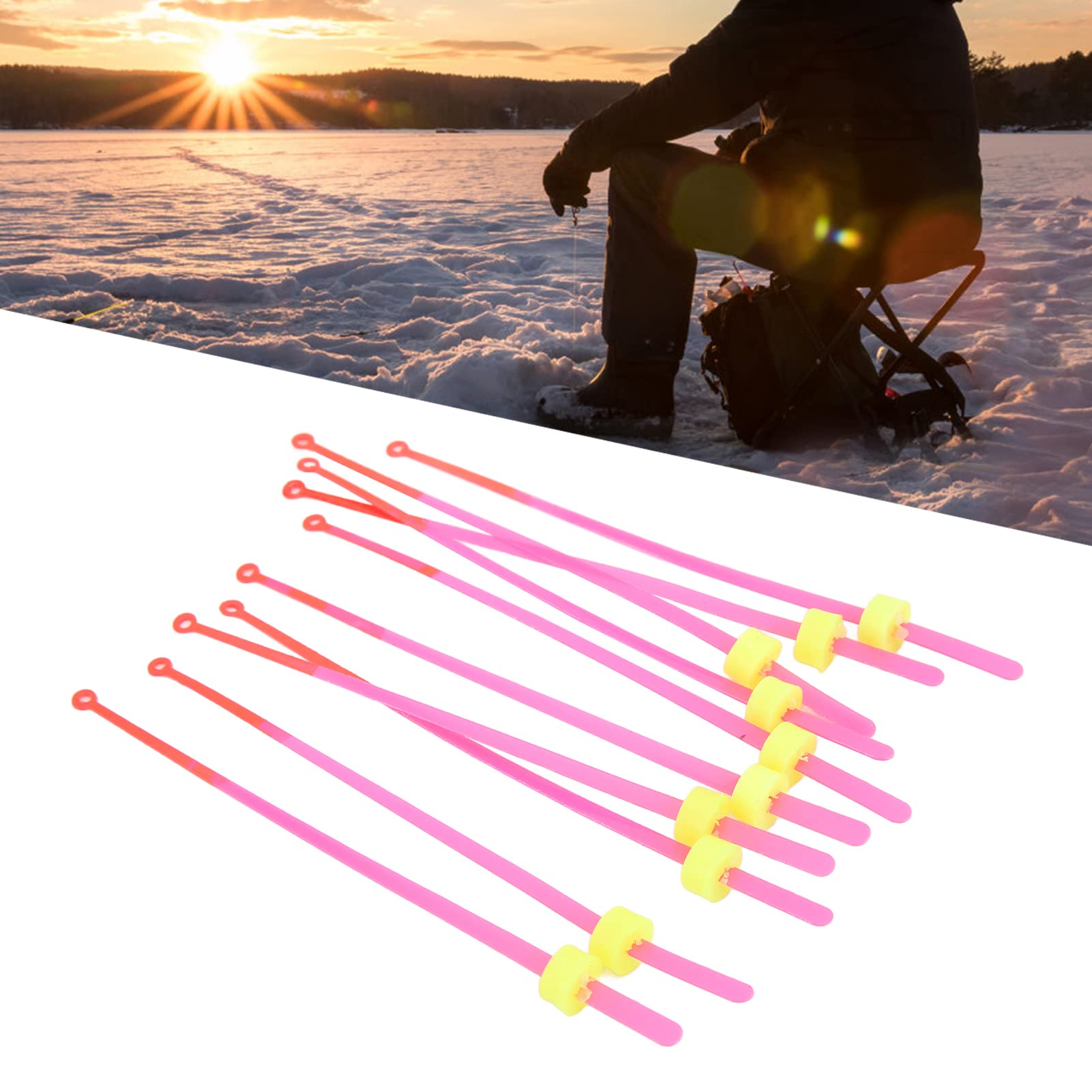 VGEBY Ice Fishing Rod Tip, 10Pcs Ice Fishing Spinning Rod ABS Mini Top Section Fishing Tackle Extension Pole for Winter Fishing Accessory (12cm)