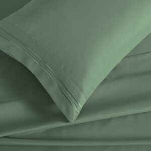 Manyshofu Extra Deep Pocket Queen Sheet Sets - Hotel Luxury 1800 Thread Count Sheets & Pillowcases - Microfiber Bedding Set up to 24" Mattress - Sage Green Bed Sheets 18-24 Inch Deep Pockets - 4Pcs