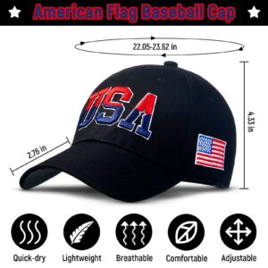 2 Pieces Patriotic Baseball Cap Adjustable Cotton Dad Hat USA Embroidered American Flag Cap for Men Women (Blended Color)