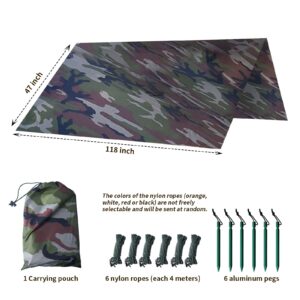 HYOUT Lightweight & Waterproof Hammock Tarp Camo Tent Tarp Multifunctional Outdoor Picnic Camping Traveling Awning Backpacking Tarp Shelter Rain Tarp