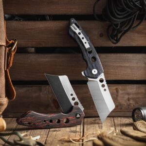 TRIVISA Folding EDC Knife for Men with Clip,Pocket Folded Knives for Outdoor Camping Hiking,3.7" PVD Coating Stonewash &Handle Satin 154CM Flipper Blade,Mensae-03RB