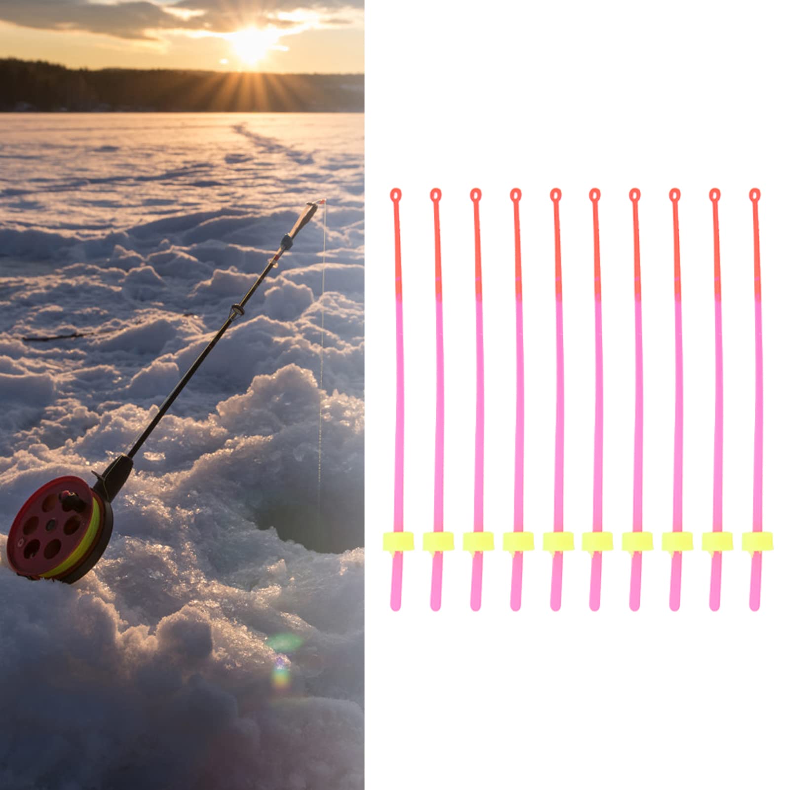 VGEBY Ice Fishing Rod Tip, 10Pcs Ice Fishing Spinning Rod ABS Mini Top Section Fishing Tackle Extension Pole for Winter Fishing Accessory (12cm)