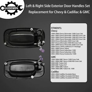 Exterior Door Handles Set, Compatible with 1999-2007 Chevy Silverado Suburban Tahoe Avalanche, GMC Sierra Yukon, Cadillac Escalade, Front Rear Left Driver & Right Passenger,15034985 15721572 GM1520105