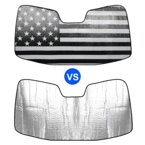 Litivy Windshield Sun Shade American Flag Compatible with 2015-2020 Ford F-150, 2017-2020 Ford F-250/F-350 27"*58" Folding Front Window Sun Shade for Car