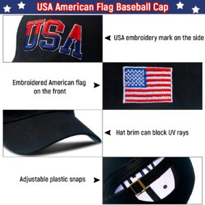 2 Pieces Patriotic Baseball Cap Adjustable Cotton Dad Hat USA Embroidered American Flag Cap for Men Women (Blended Color)