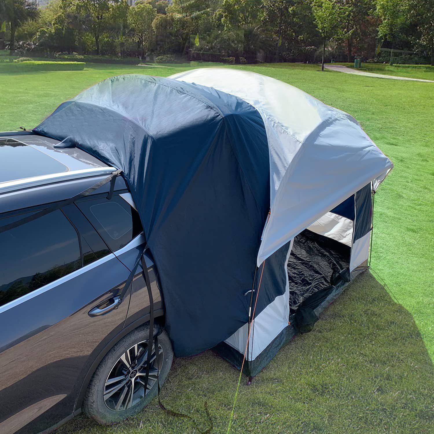 SUV Tent 4-6 Person Universal SUV Camping Tent，Car Awning SUV Tailgate Tent, Sun Shelter Camping Outdoor Travel,Includes Rainfly and Storage Bag - 8' W x 8' L x 6.5' H CAR Tent,Universal Fit