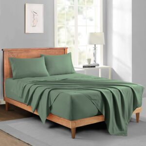 Manyshofu Extra Deep Pocket Queen Sheet Sets - Hotel Luxury 1800 Thread Count Sheets & Pillowcases - Microfiber Bedding Set up to 24" Mattress - Sage Green Bed Sheets 18-24 Inch Deep Pockets - 4Pcs