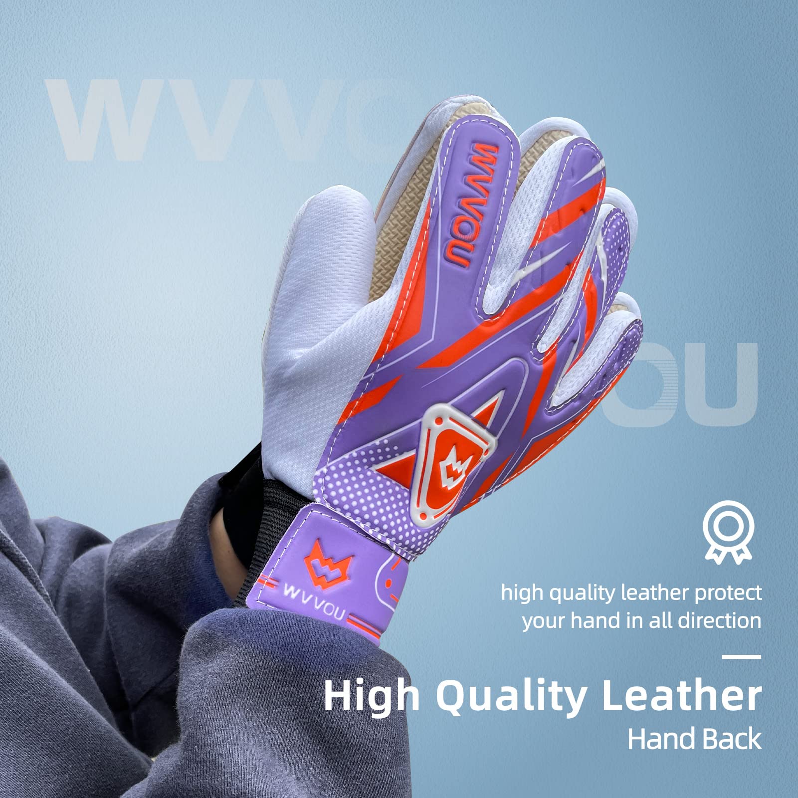 WVVOU Goalkeeper Gloves for Kids Youth, Soccer Goalie Gloves with Double Protection, Anti-Slip Soccer Gloves, Super Grip