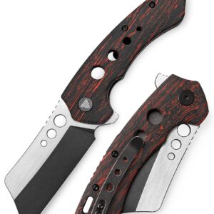 TRIVISA Folding EDC Knife for Men with Clip,Pocket Folded Knives for Outdoor Camping Hiking,3.7" PVD Coating Stonewash &Handle Satin 154CM Flipper Blade,Mensae-03RB