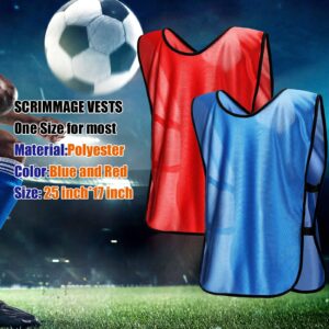 Geyoga 24 Pack Pinnies Scrimmage Vests Practice Jersey for Men Soccer Vests Adult Soccer Team Training Vest(Blue, Red)