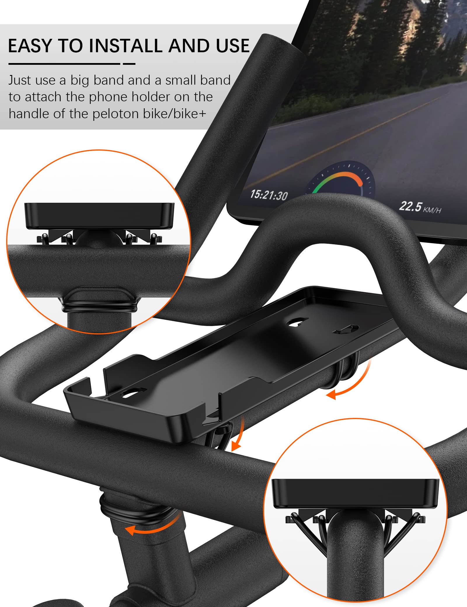 Phone Holder for Peloton Bike And Accessories, Built-in Anti-Slip Silicone mat Mount Tray, Peloton Phone Holder for iPhone, iPad - Easy Installation