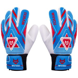 wvvou goalkeeper gloves for kids youth, soccer goalie gloves with double protection, anti-slip soccer gloves, super grip