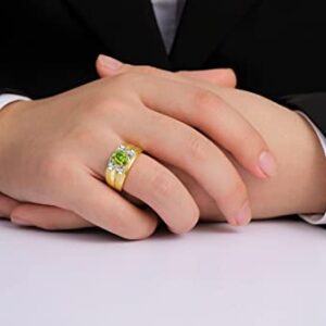 Rylos Simply Elegant Beautiful Peridot & Diamond Ring - August Birthstone* Size 8